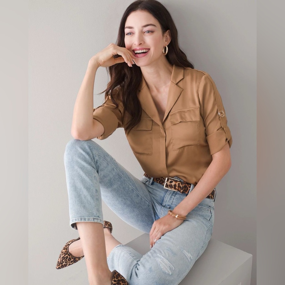 WHBM Utility Shirt with Adjustable Sleeves